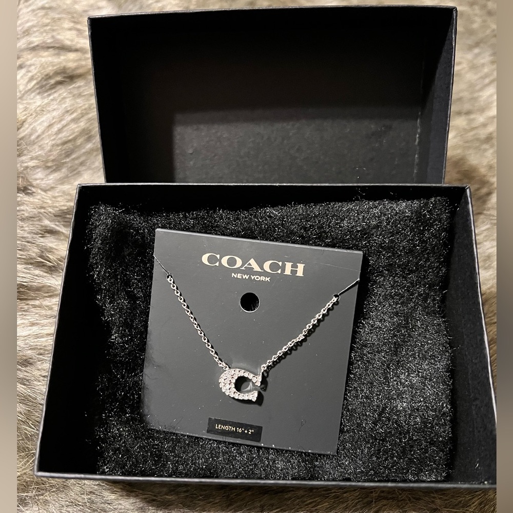 Signature Coach Pave Crystal Necklace, Lobster clasp closure, Adjust 16"–18" L